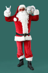 Cool Santa Claus with disco ball showing 