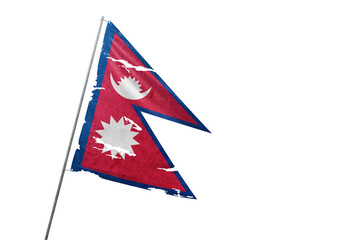Nepal torn flag on transparent background.
