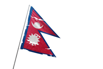 Nepal torn flag on transparent background.