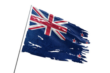 New Zealand torn flag on transparent background.