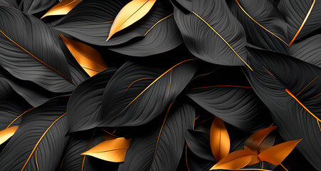 Black with Gold Colored Leaves