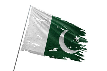 Pakistan torn flag on transparent background.