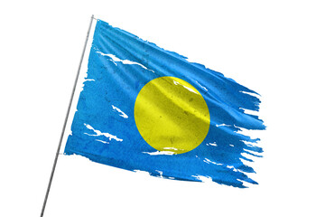 Palau torn flag on transparent background.
