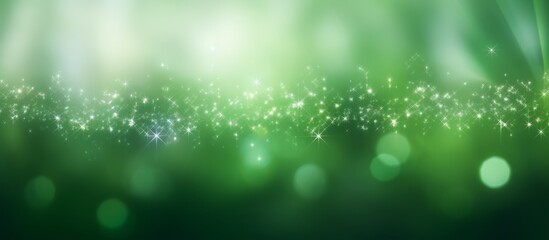 green Sparkling Lights Festive background with texture. Abstract Christmas twinkled bright bokeh defocused - obrazy, fototapety, plakaty