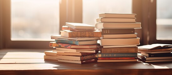 Books on a dark background