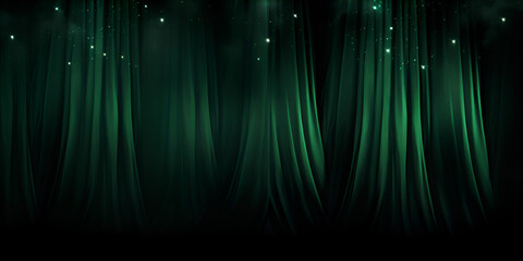 Dark green abstract curtains background 