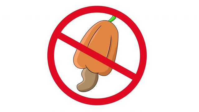 Animation of prohibited icon and cashew fruit icon