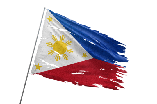 Philippines torn flag on transparent background.