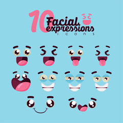 Set of different facial expression Vector