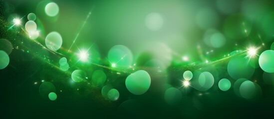 green Sparkling Lights Festive background with texture. Abstract Christmas twinkled bright bokeh defocused