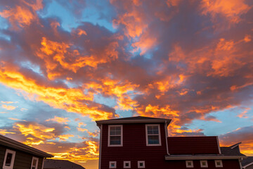 Colorado Living. Aurora, Colorado - Denver Metro Area Residential Fall Sunrise Sky View