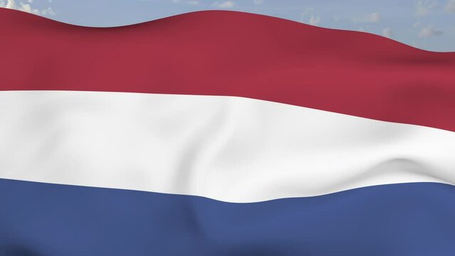 Loop der Niederlande Fahne wehend im Wind als Nahaufnahme 4K