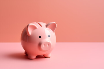 pink piggy bank on pink background, money savings