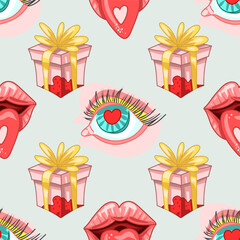 Creepy Valentine seamless pattern, Spooky Valentine, Pastel Goth digital stickers, Alternative Valentine day vector EPS10