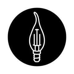 Light bulb candle black line icon.