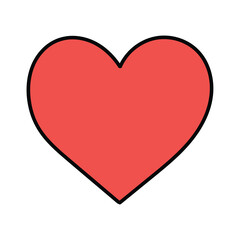 Hand-drawn cartoon doodle heart icon on a white background.