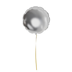 a grey image of a round foil balloon isolated on a white background