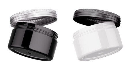 3D Illustration. Skin care cream jars on white background.