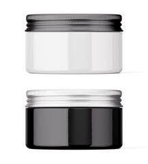 3D Illustration. Skin care cream jars on white background.
