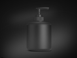 3D Illustration. Pump cosmetic tube on black background.