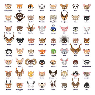 Animal mask set for costume party, Halloween, various festivities