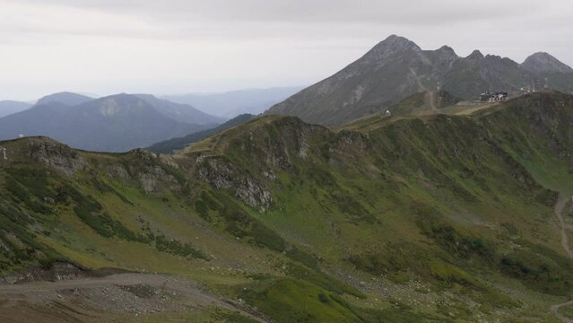 landscape of green mountains, sochi, rosa khutor