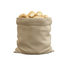 a brown Sack with Potatoes image isolated on a white background