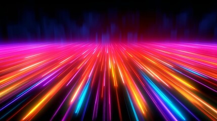 Fototapeta premium Colorful neon speed light lines background Fibeop AI generated illustration