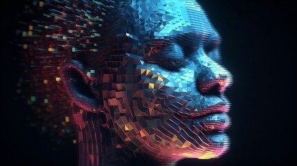 Abstract digital human face Artificial intelligence  AI generated illustration