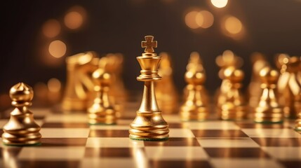 Gold queen is the leadeof the chess in the game on  AI generated illustration