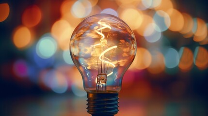 A blurred abstract image of a light bulb creating  AI generated illustration