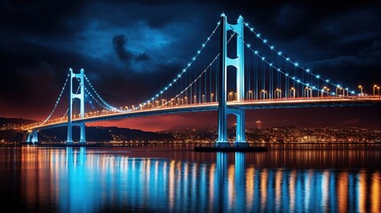 bridge through the Bosphorus strait in the evening on a sunset,