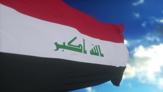 Iraq national flag waving in the wind. Iraq politics and news