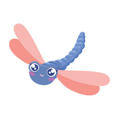 Isolated cute colored dragonfly insect character Vector