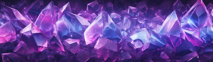Foto op Canvas Holographic background with glass shards. Rainbow reflexes in pink and purple color. Abstract trendy pattern. Texture with magical effect © Kordiush