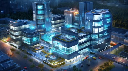 A futuristic city hospital with cutting-edge medical  AI generated illustration
