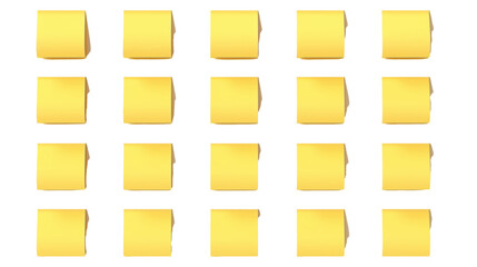 yellow notepads isolated on transparent background