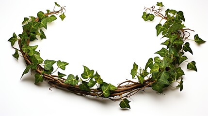 circular vine at the roots. Bush grape or three-leaved wild vine cayratia (Cayratia trifolia) liana ivy plant bush, nature frame jungle border, isolated on white background with clipping path included - obrazy, fototapety, plakaty