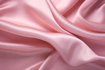 Obraz premium Closeup of rippled pink satin fabric texture background.