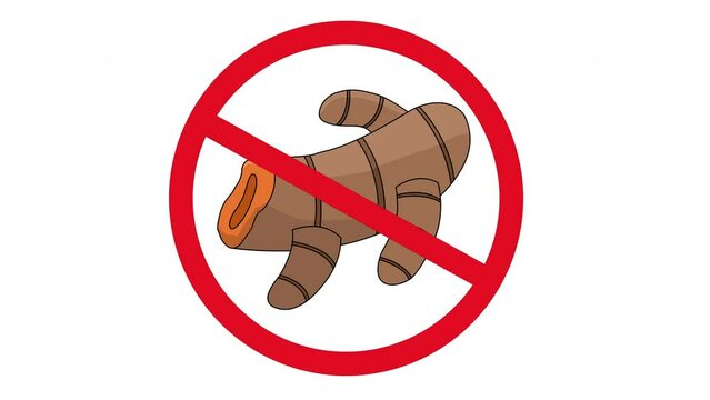 Animation of prohibited icon and turmeric icon