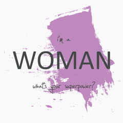 vector design with feminist slogan on abstract purple background