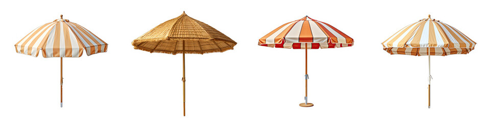 Straw beach umbrella  Hyperrealistic Highly Detailed Isolated On Transparent Background Png File