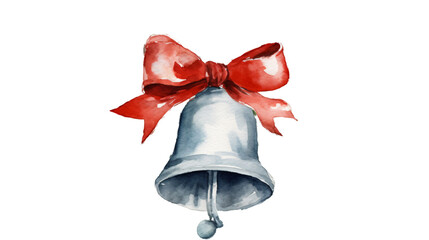 christmas bell in watercolor design isolated against transparent background - obrazy, fototapety, plakaty