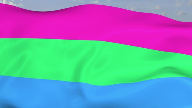 Loop der Pride Fahne wehend im Wind als Nahaufnahme 4K	