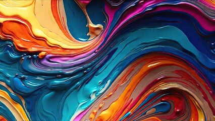 Vibrant abstract artwork, intricate paint swirls, colorful wall painting, swirly liquid art,...