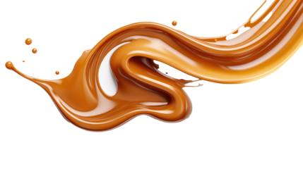 chocolate brown liquid sweet melted chocolade splash isolated against transparent background