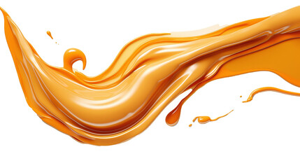 golden liquid sweet melted caramel splash isolated against transparent background - obrazy, fototapety, plakaty