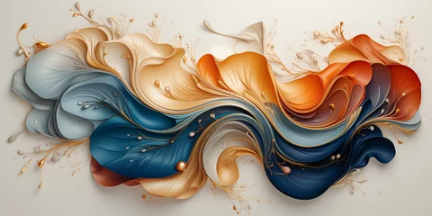 Foto op Canvas Colorful wavy liquid silk waves background. Realistic 3D special effect abstract fantasy backdrop. Magic fluid modern art painting in alcohol ink liquid waves technique. © Vita