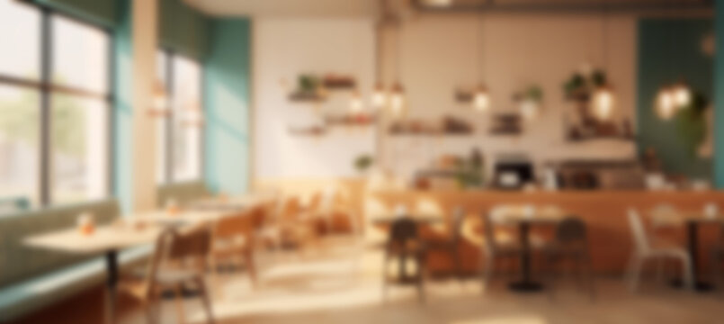 Abstract blur interior coffee shop or cafe for background