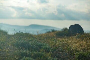 Mountain green hill valley landscape.